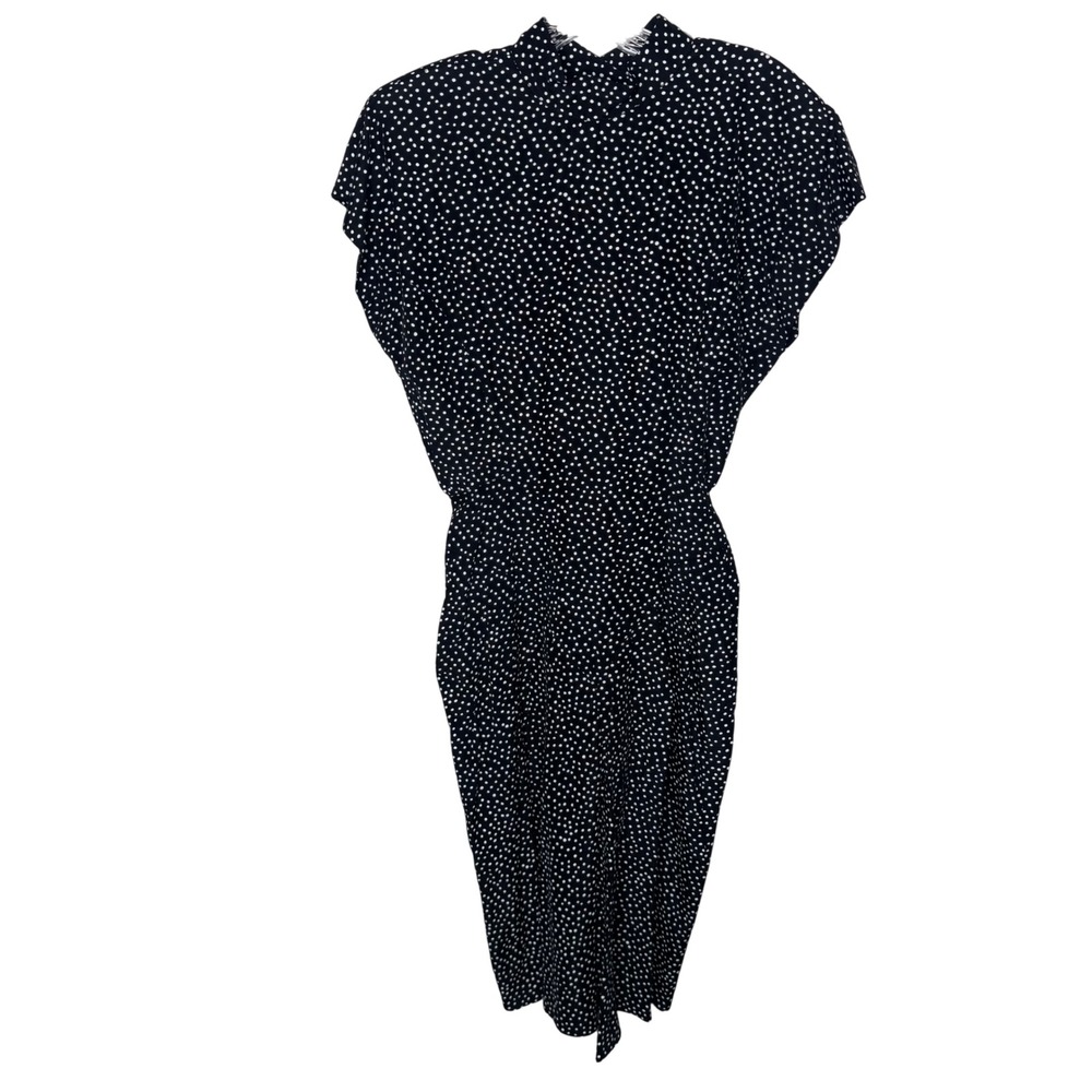 David Benjamin Vintage 80s Polka Dot Open Back Dress Black White Size 9/10 Pinup